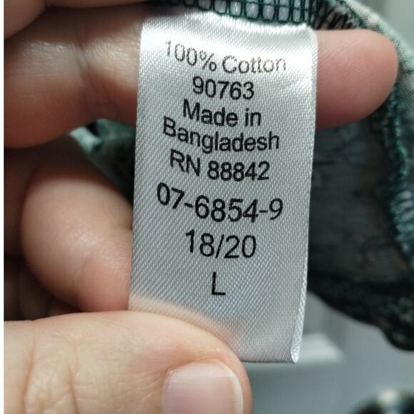 Woman Within Size 18/20 Green Striped Floral V-Neck 3/4 Sleeves T-Shirt Tee - Picture 6 of 6